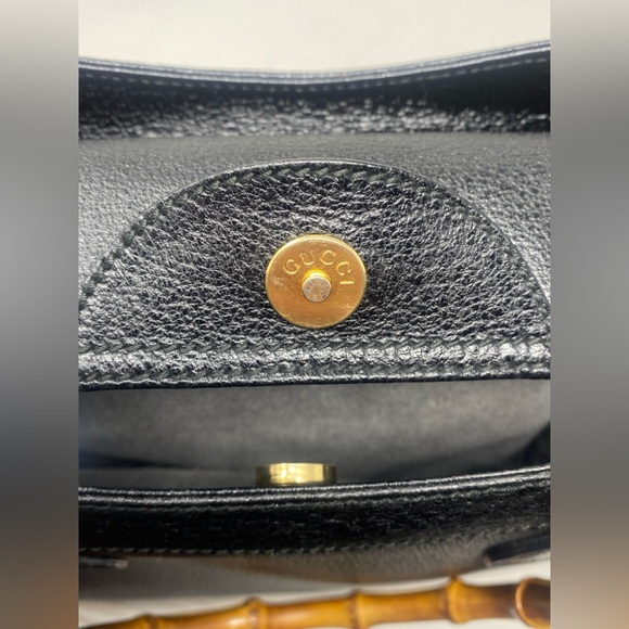 GUCCI vintage “DIANA”Bamboo Leather Tote Black - Picture 12 of 16